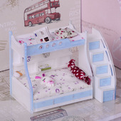 高低床 蓝色 珍家具场景配件 娃娃屋DOLLHOUSE迷你模型袖