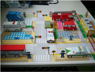 diy手工益智剪纸折纸儿童玩具 城市场景 交通马路 3d立体拼装纸模
