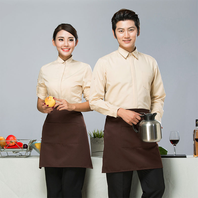 韩国料理工作服长袖港式茶餐厅工装甜品奶茶店服务员制服烤肉店装