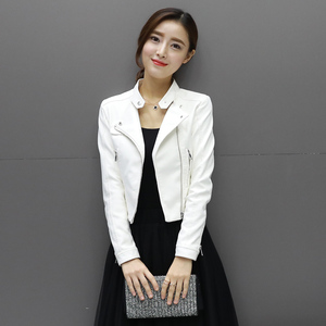 春秋季修身短款皮夹克