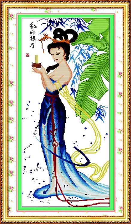 四大美女十字绣四联画贵妃醉酒西施浣纱貂蝉拜月昭君出塞仕女图