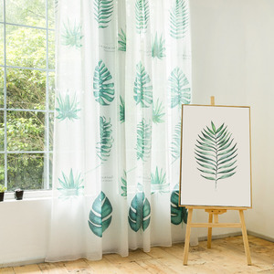北欧简约植物窗纱