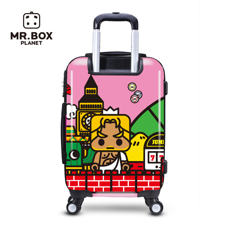 张小盒粉红游记时尚卡通旅行箱20/24/28寸万向轮行李箱可爱拉杆箱