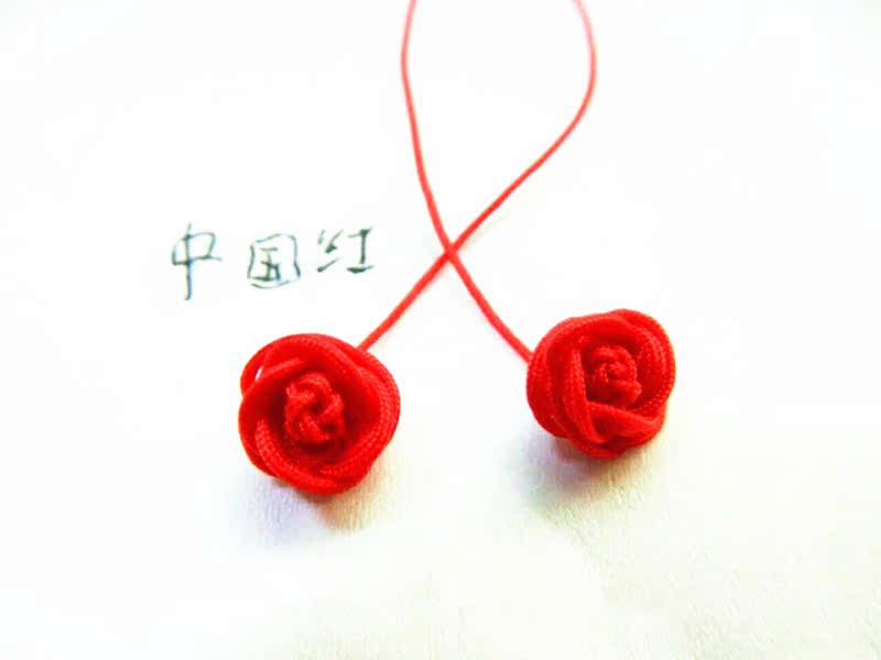 零度红绳 大双层玫瑰花 纯手工耳线防过敏耳绳养耳洞耳钉绳子款