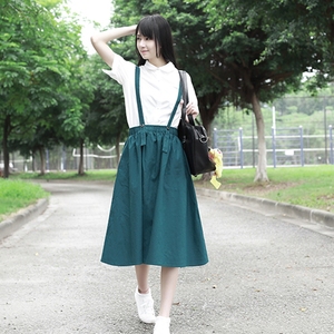 森女文艺复古长裙夏季亚麻半身裙女学生高腰背