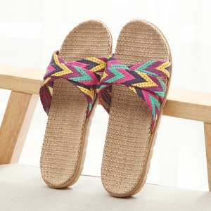 夏季居家防滑亚麻拖鞋