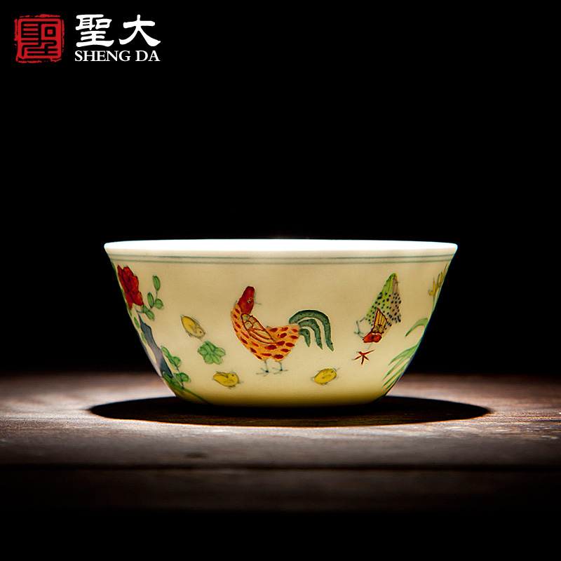 圣大仿古大明成化斗彩鸡缸杯景德镇陶瓷茶具茶杯手绘主人杯品茗杯