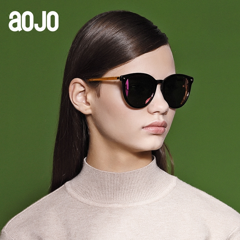 aojo太阳眼镜大框偏光墨镜圆框开车眼镜女款潮