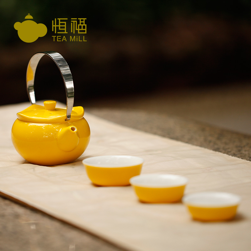恒福 正品创意家用陶瓷功夫茶具套装套组一壶三杯灯笼小茶组