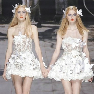 elie saab<em>晚礼服</em>主持婚礼伴娘演出短款连衣裙抹