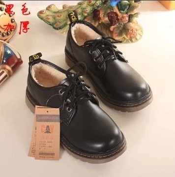 学院风冬季黑色加绒小皮鞋女英伦平跟原宿学生