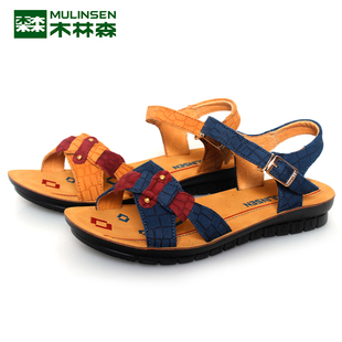 木林森2015夏季新款真皮<em>正品女凉鞋</em>软底时尚