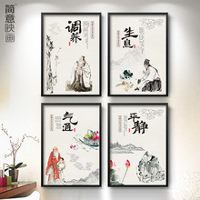 饰画现代医院诊所墙画足疗医院有框画壁画 中医养生挂画传统文化装