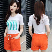 棉麻<em>短裤女夏阔腿</em>裤裙<em>松紧腰</em>亚麻热裤夏宽松胖