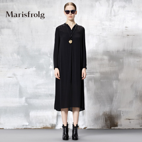 Marisfrolg/玛丝菲尔女装时尚两件套优雅垂顺真丝连衣裙商品大图