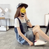2017夏季宽松可爱小清新森女系牛仔背带裤连体裤吊带韩版潮学生
