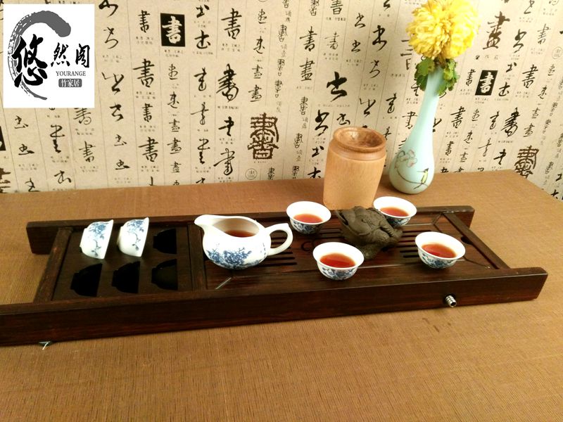 茶道茶盘 竹木制 竹托盘 茶具茶盘 茶道配件 茶道六君子 蓄水便携