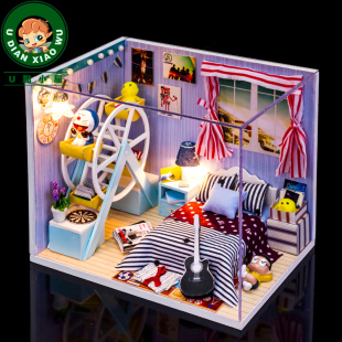 新品diy小屋哆啦a梦大熊场景 动漫手办 手工拼装制作模型房子玩具