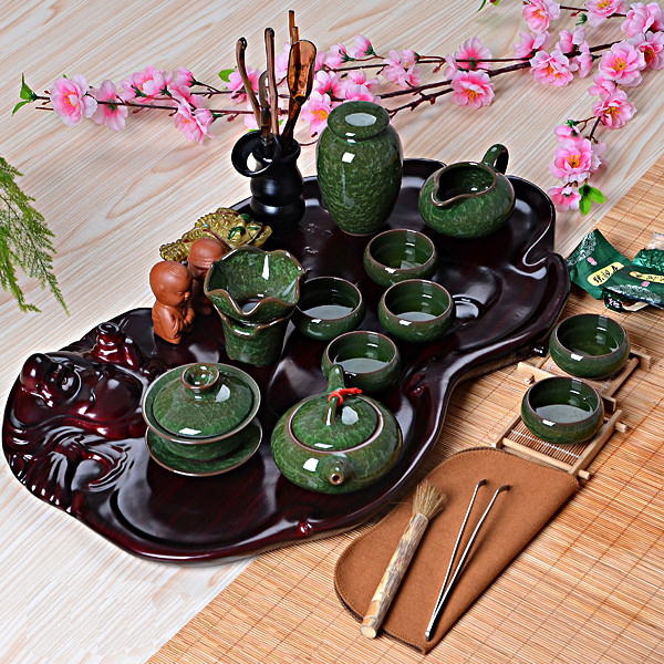 茶具套装特价陶瓷白瓷功夫整套茶具冰裂 紫砂佛茶盘 茶道配件茶托
