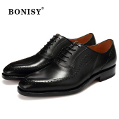 牛皮固特异手工头层牛皮高档皮鞋 BONISY波尼仕高端商务男鞋