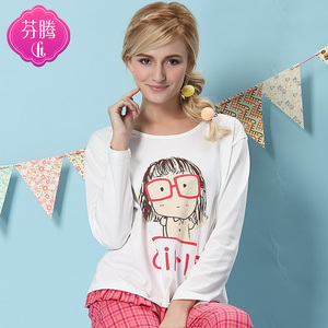 <em>品牌</em>芬腾<em>睡衣2015</em>新款<em>女士</em>卡通长袖春秋纯棉