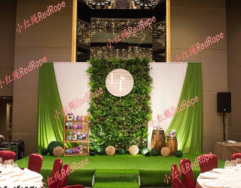森系婚庆纱幔布置婚礼舞台背景布幔沙曼定做签到台甜品着宝宝宴会