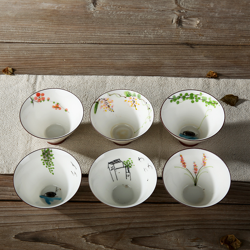 特价 景德镇手绘斗笠杯 茶杯 品杯 手工品茗杯功夫茶具 窑变茶具