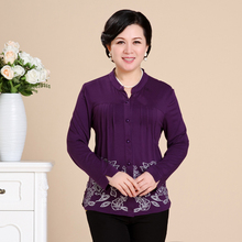 中老年女装春秋装大码长袖衬衫<em>中年开衫</em>T恤妈