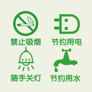 禁止吸烟节约用电环保店面橱窗玻璃贴 咖啡店办公室百货大厦标识