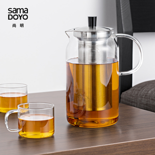 茶具 尚明玻璃茶壶套装 茶具茶杯 耐热不锈钢全过滤泡茶壶茶具 大容量