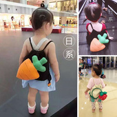 儿童双肩背包胡萝卜包包小孩时尚 帆布幼儿园书包男女童宝宝 日韩版