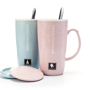 带盖勺大容量陶瓷马克杯