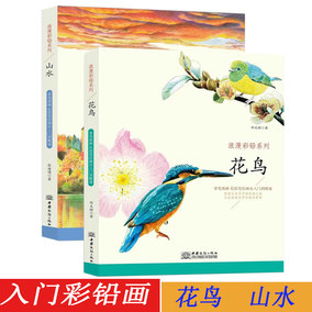 山水篇全2册 感受花与鸟的唯美动人花之绘素描彩铅画色铅笔画入门基础