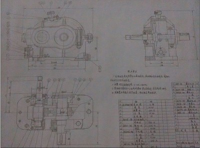 手绘a1一级圆柱齿轮减速器装配图,成品图纸