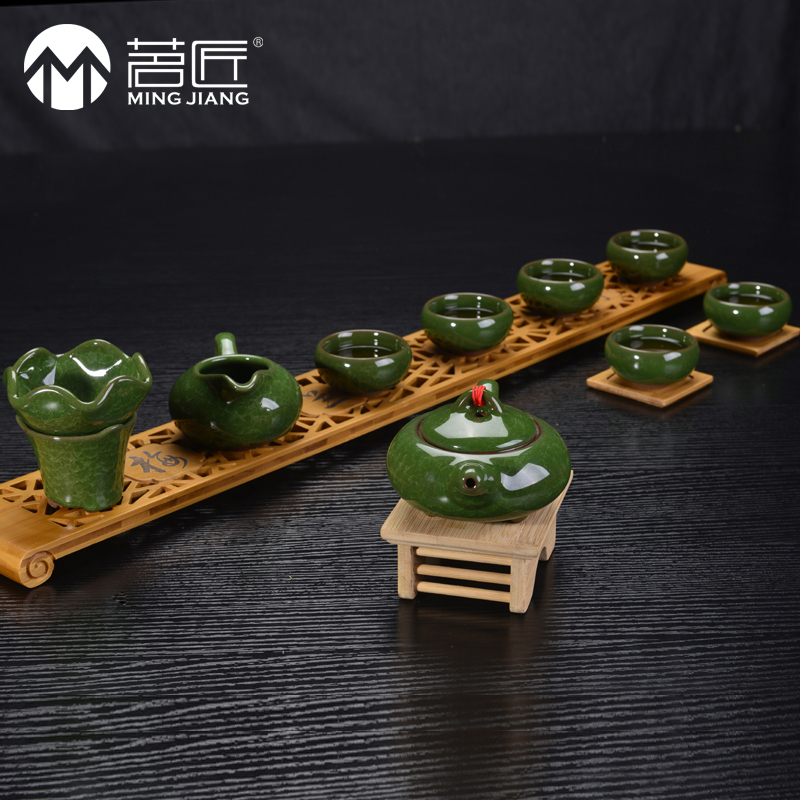 茗匠高档七彩冰裂釉功夫茶具整套装陶瓷泡茶器茶杯茶碗壶十头特价