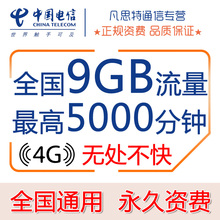 卡全国通用无漫游0月租永久套餐靓号 电信手机卡4g流量卡电话号码