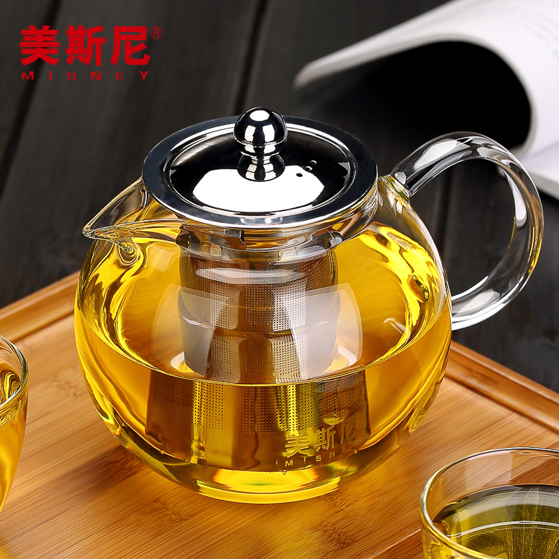 美斯尼茶壶过滤玻璃耐热玻璃耐高温加厚花茶泡茶壶红茶茶具泡茶器