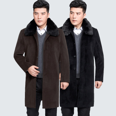 男子毛呢宽松羊绒休闲单排扣风衣 男性中老年