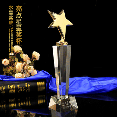 水晶奖杯 定制奖杯 现货定做金属奖杯制作奖牌免费刻字五角星奖杯