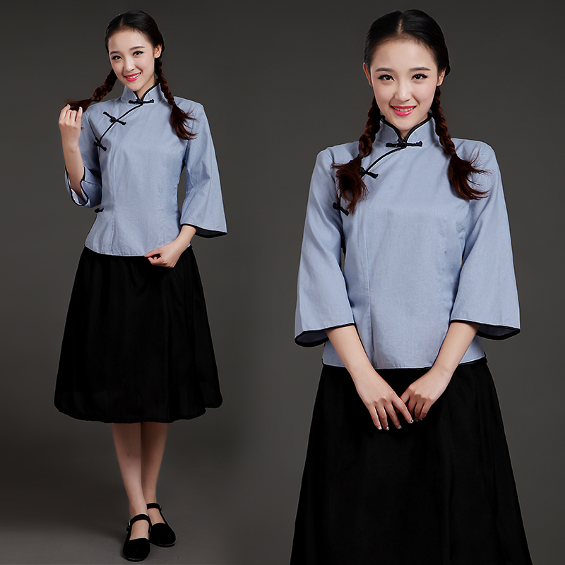 五四青年民国学生装女复古中国风明国女装两件套装班服校服演出服