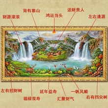 饰画办公室壁画风水挂画 聚宝盆油画纯手绘中式欧式山水风景客厅装