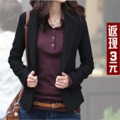 2014特价 韩版大码修身休闲黑色短款小西装外套白领职业小西服女