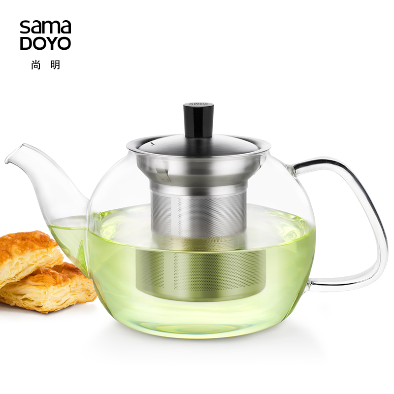 尚明耐热高硼硅玻璃过滤茶壶花草茶壶功夫红茶茶具家用泡茶器