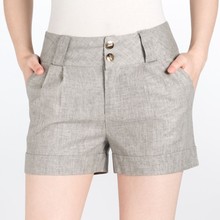 白色<em>亚麻短裤女夏</em>宽松热裤<em>2015新款</em>韩版棉麻