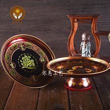 贡盘供佛果盘佛堂供品佛具观音财神莲花招财贡盘浮雕合金供水果盘