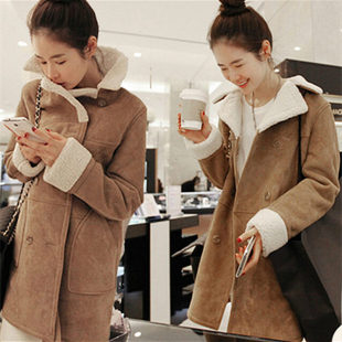 2014冬装新款<em>韩国</em>鹿皮绒<em>羊羔毛外套</em>棉衣女加