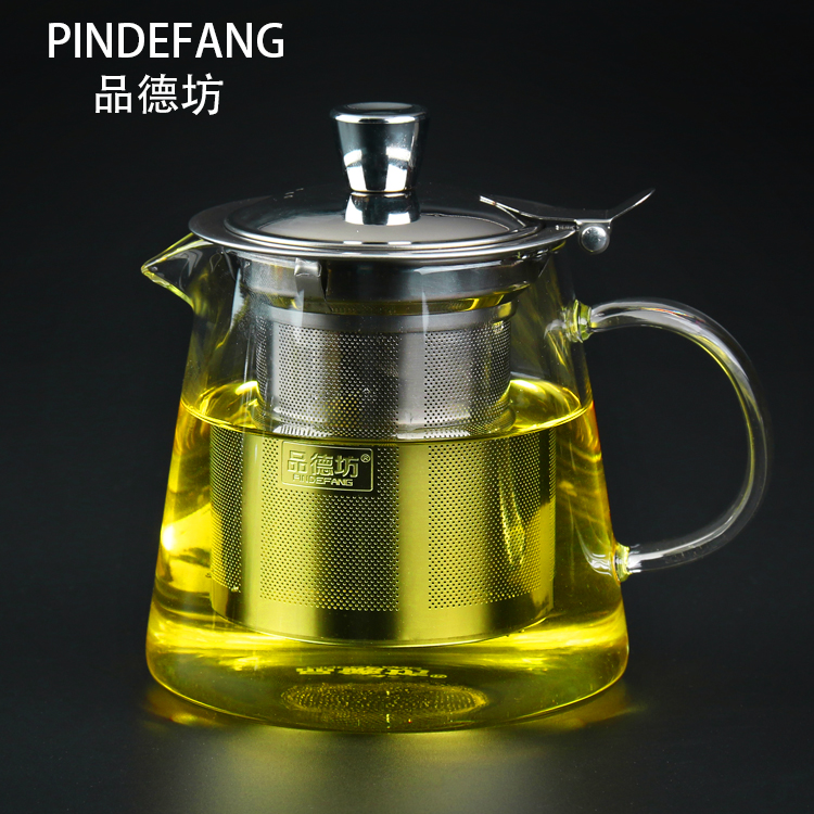 【天天特价】品德坊耐热玻璃茶壶花茶壶不锈钢过滤胆玻璃茶具