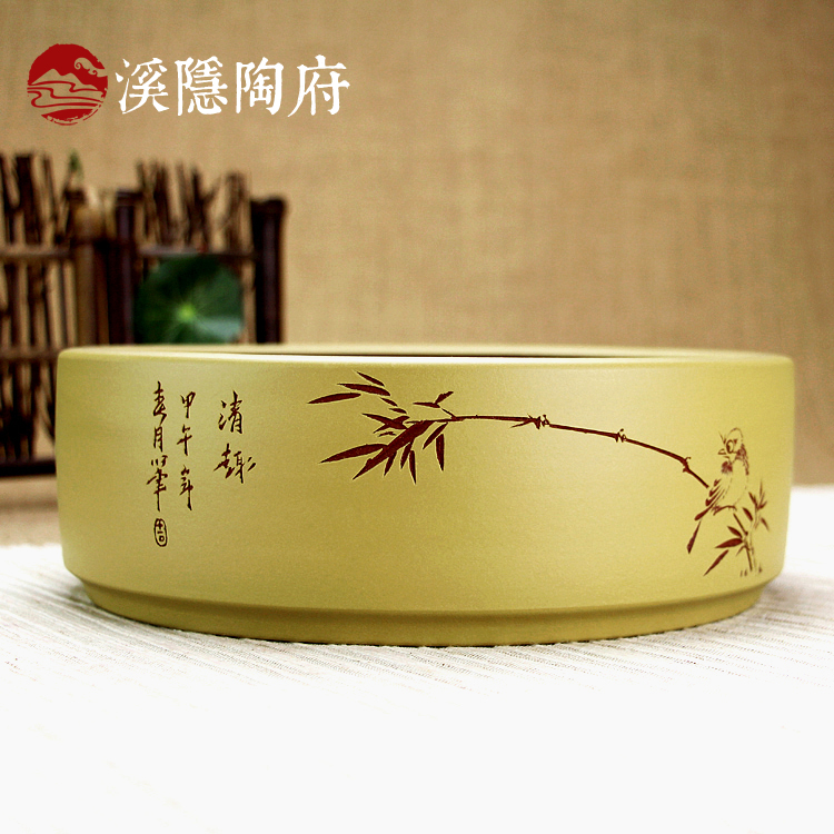 溪隐陶府 宜兴紫砂茶洗 原矿全手工特大号杯洗水洗笔洗 功夫茶具