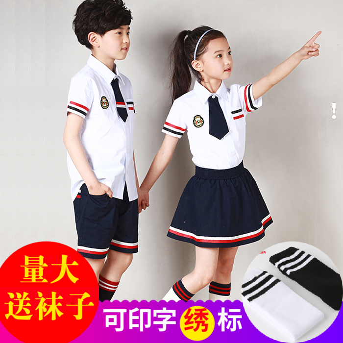 夏季小学生校服套装短袖纯棉儿童班服英伦风幼儿园园服夏装毕业服