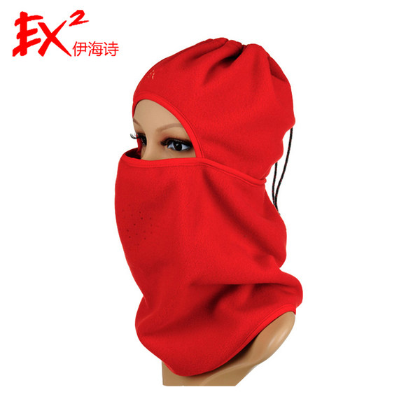 EX2伊海诗帽子秋冬抓绒帽子围脖一体头罩帽防寒遮脸帽男女632611